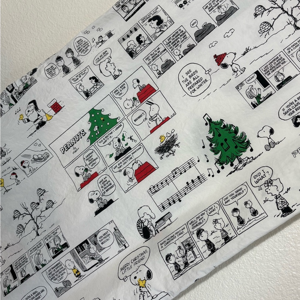 Pottery Barn Peanuts Christmas 100% Organic Cotton Single King Pillow Sham Case